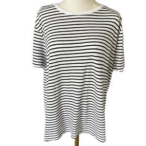 ELIZABETH AND JAMES Striped Cotton Woman's T Shirt in Size Large Black and White